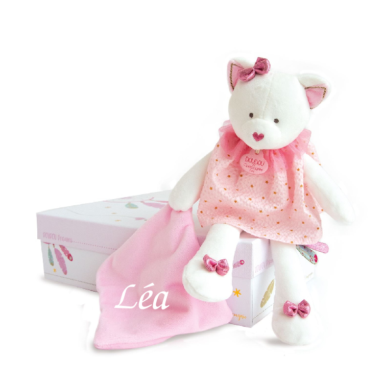  - attrape-rêve chat mouchoir rose blanc étoile 